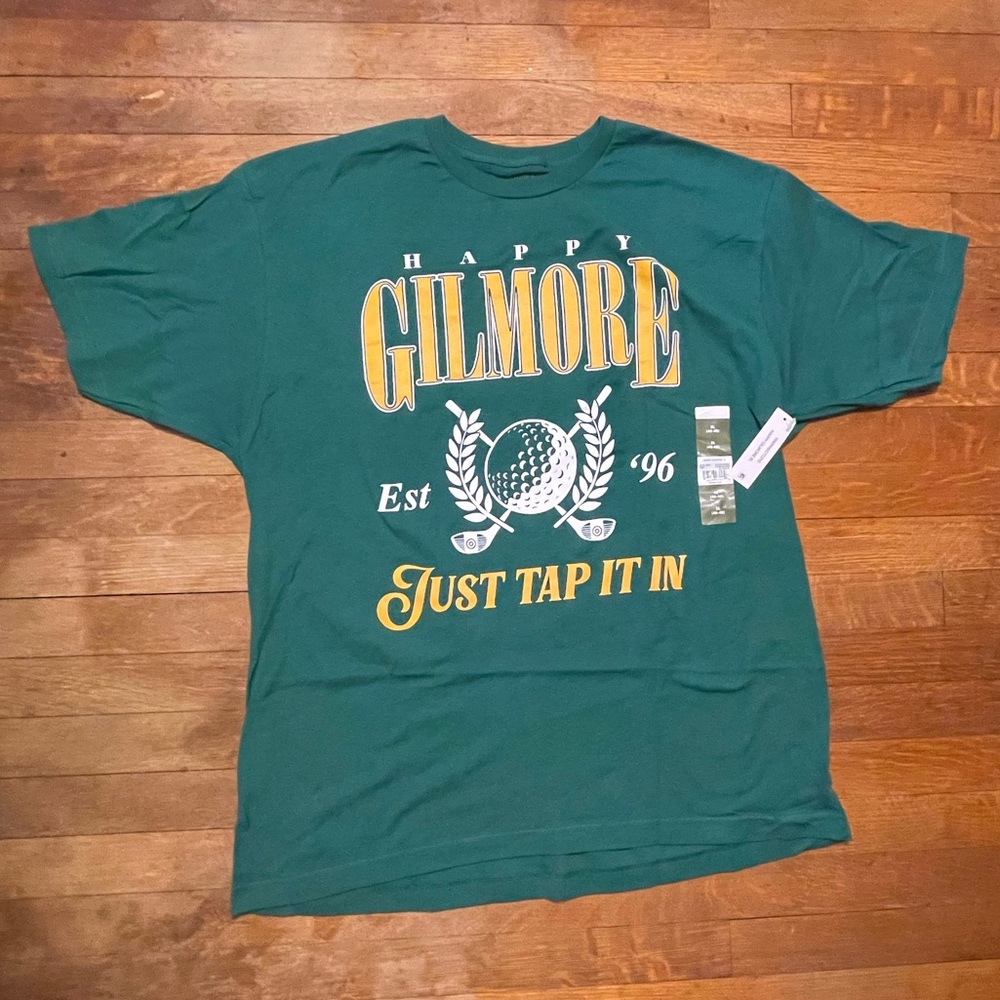 Hanes Green Happy Gilmore Graphic Tee with Yellow & White Print